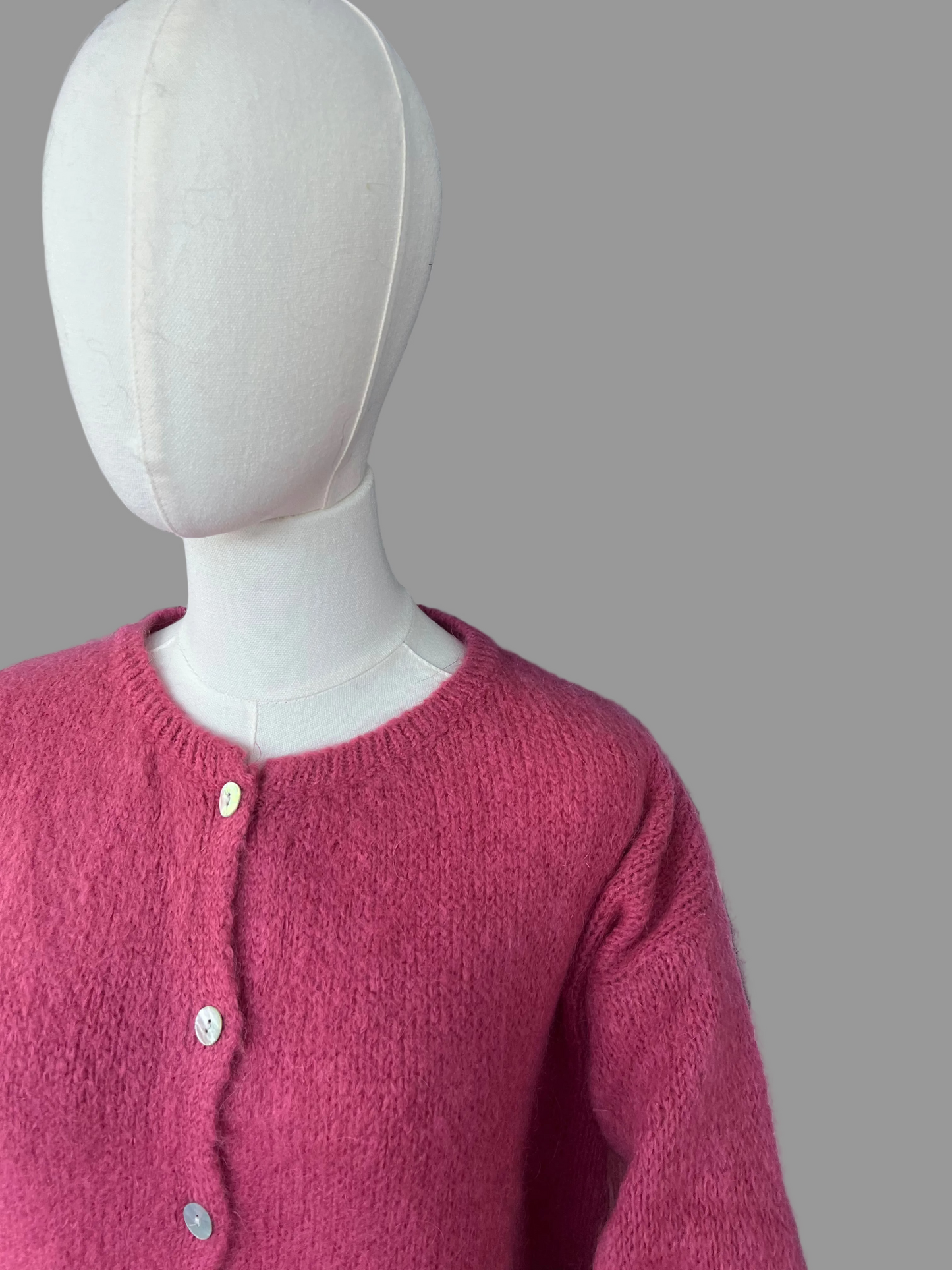 Berry Mohair Blend Round-Neck Cardigan