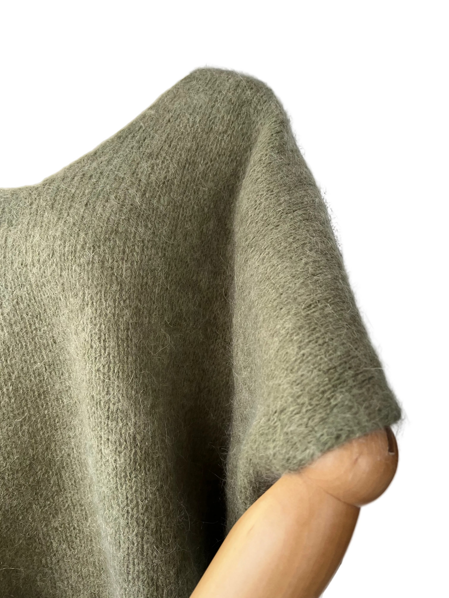 Women's Khaki Baggy Sleeveless Knit Jumper