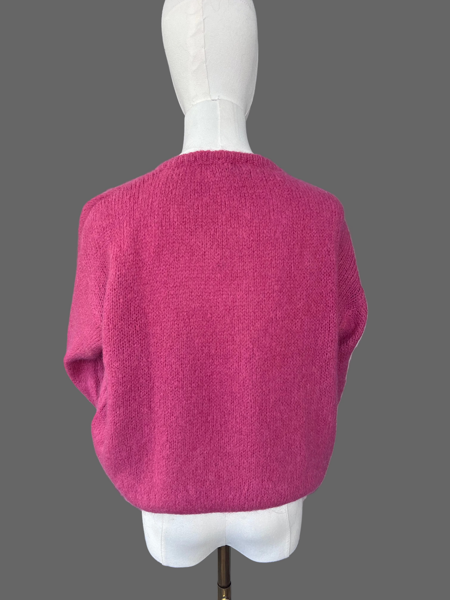 Berry Mohair Blend Round-Neck Cardigan