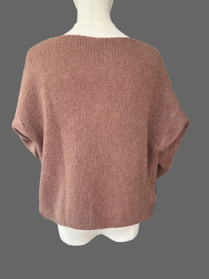 Women's Dusty Pink Mohair Blend V-Neck Cardigan