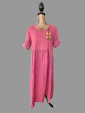 Women's Fuchsia Linen Maxi Dress Made in Italy