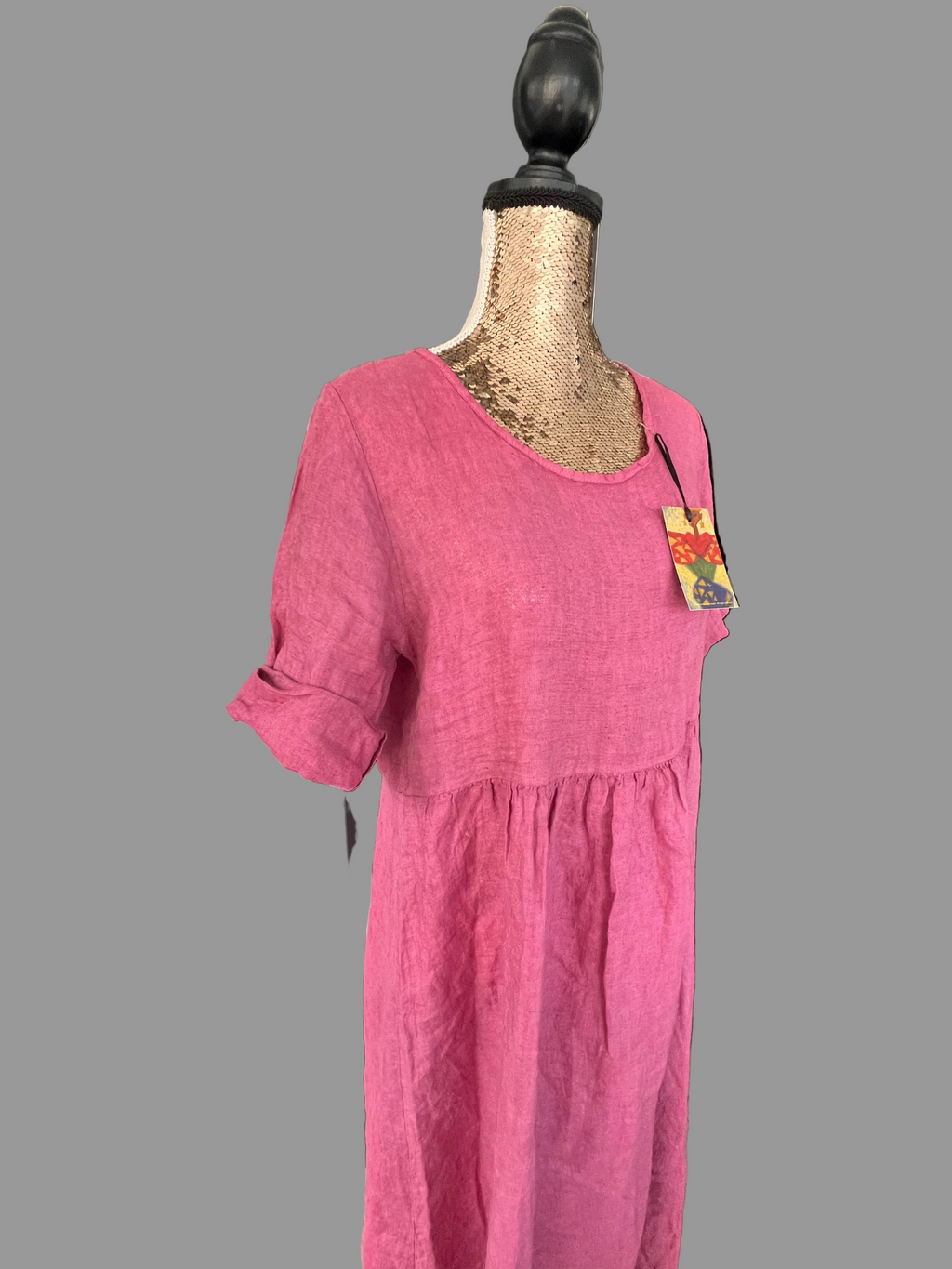 Women's Fuchsia Linen Maxi Dress Made in Italy