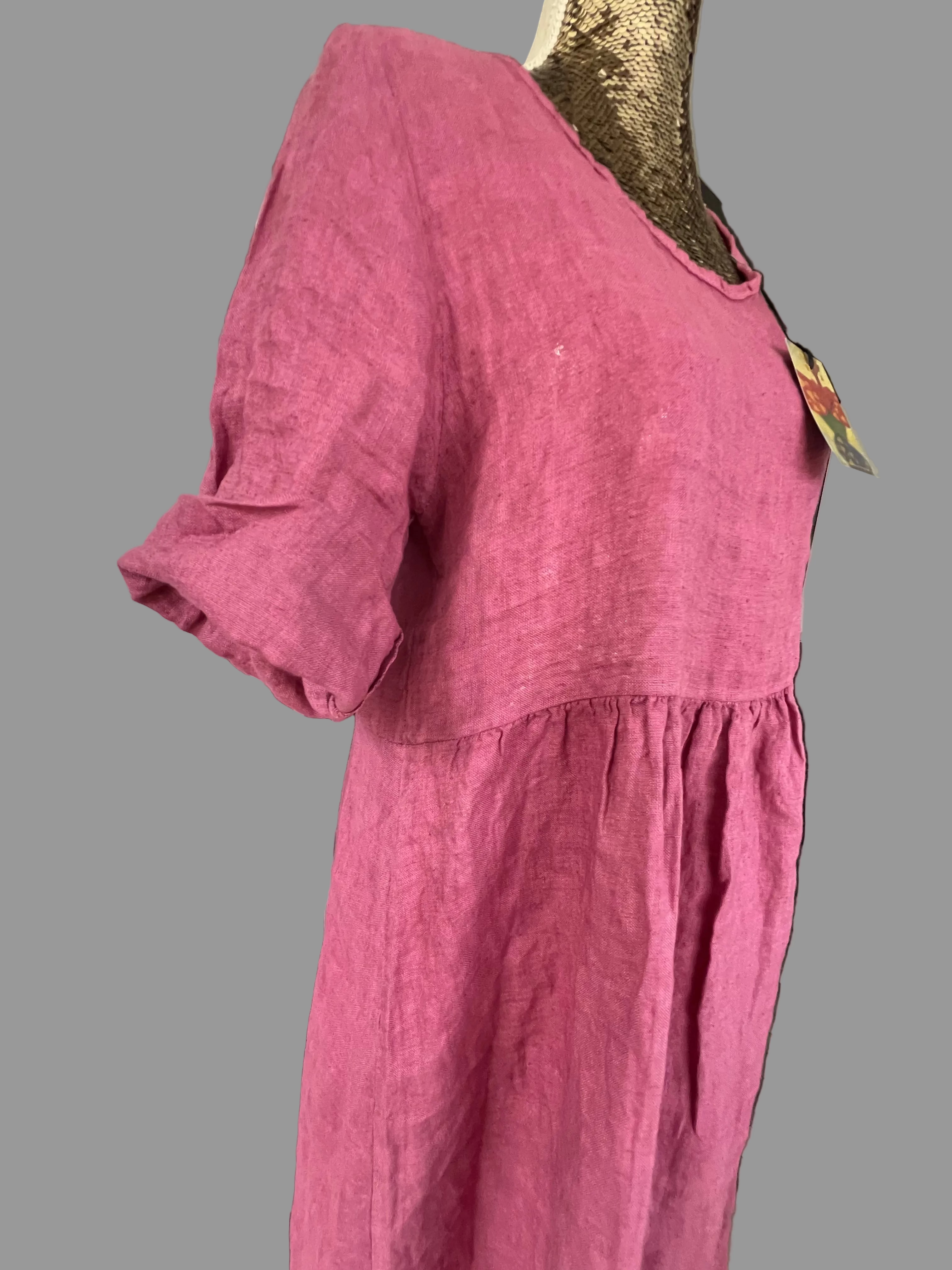 Women's Fuchsia Linen Maxi Dress Made in Italy