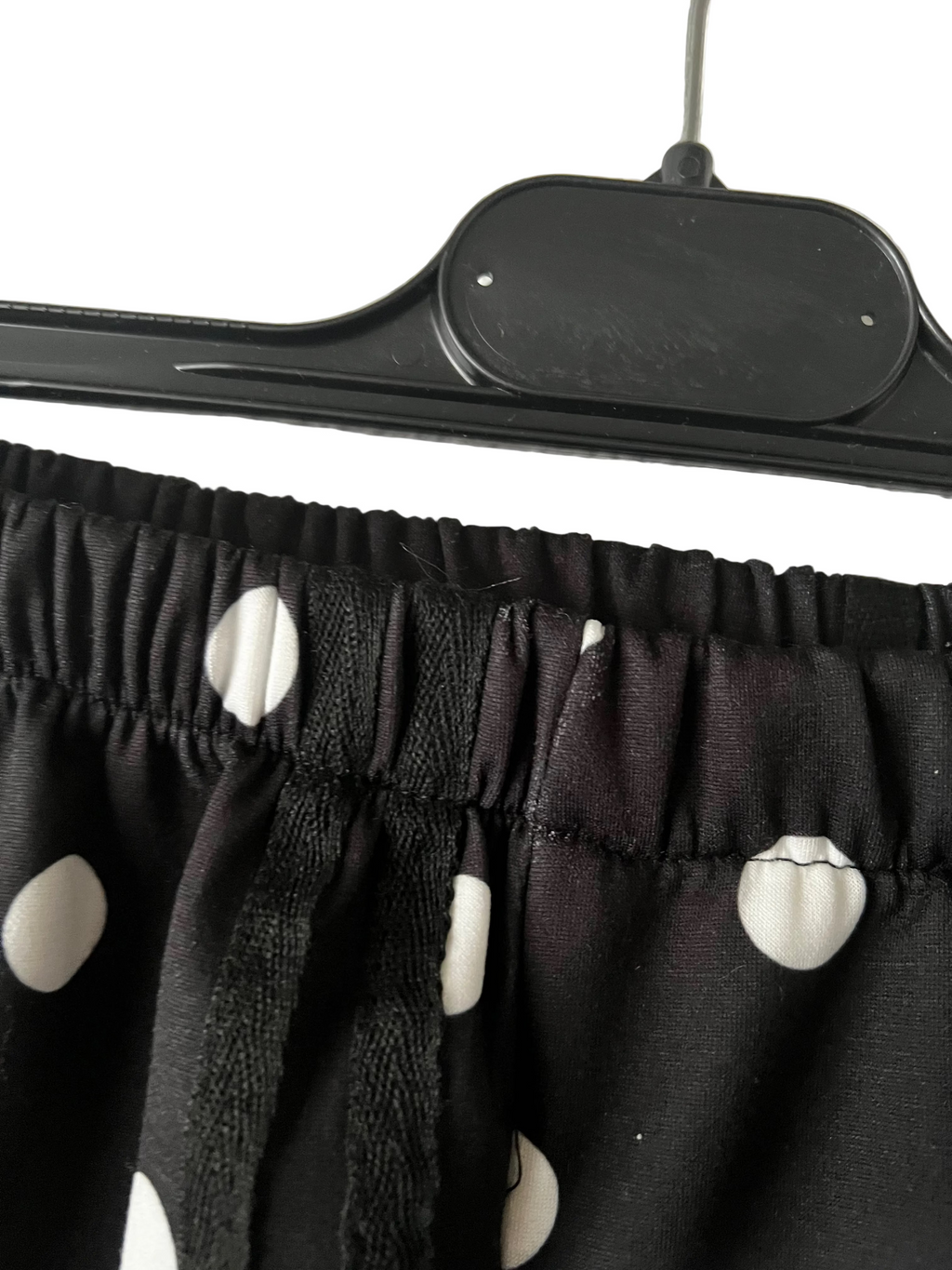Wide leg black trousers with polka dots