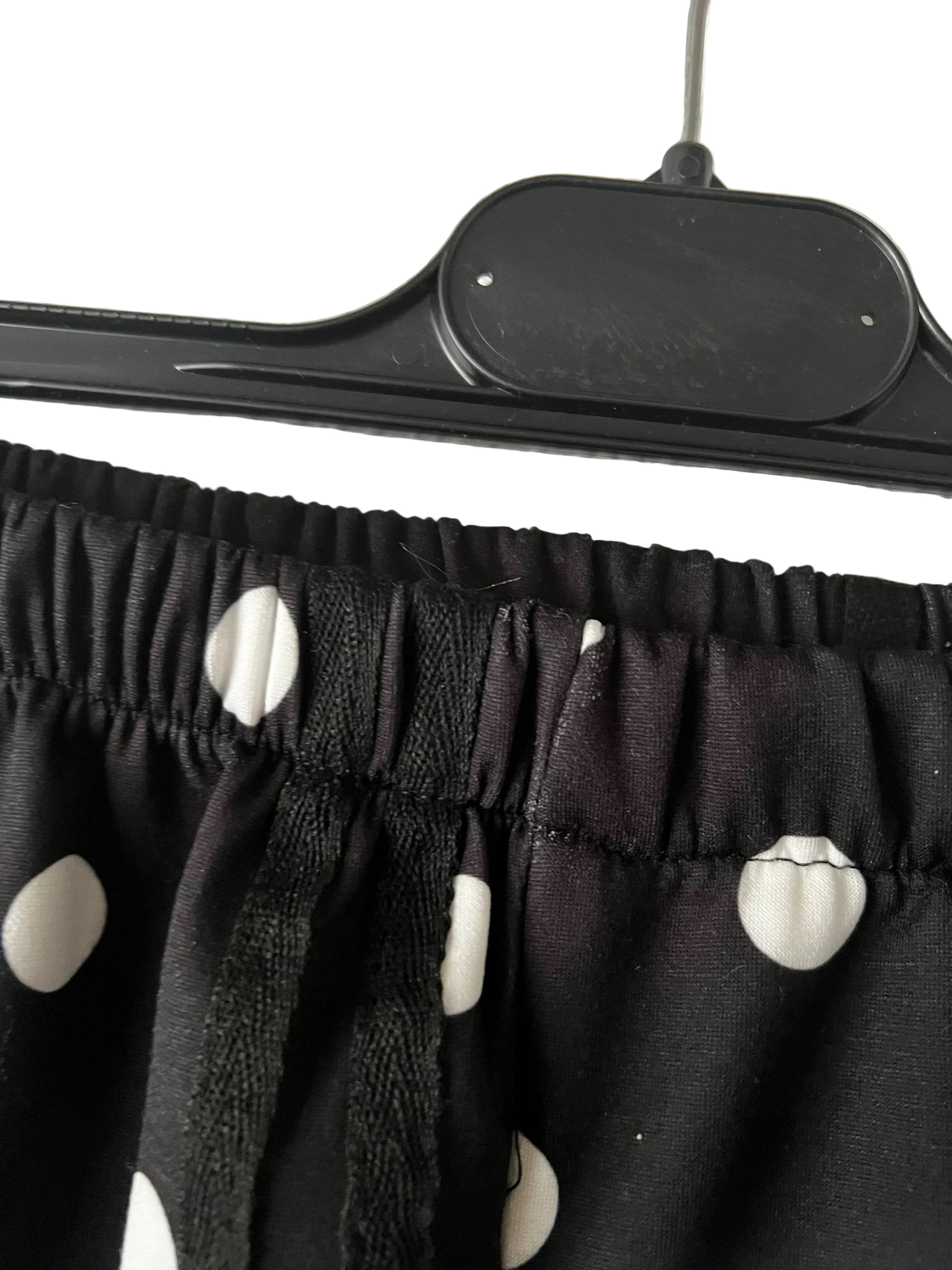 Wide leg black trousers with polka dots