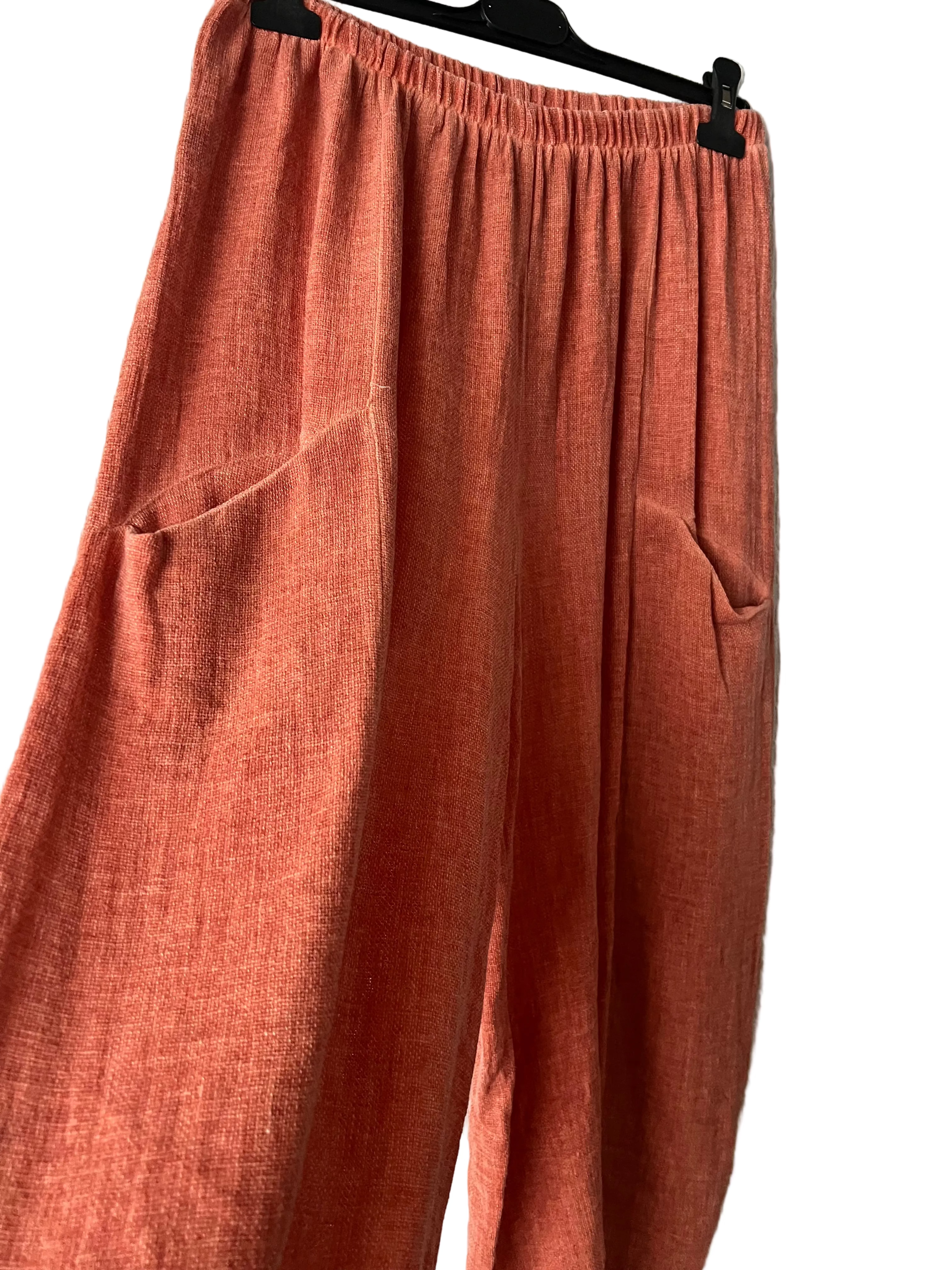 Women's Rusty Orange Baggy Trousers with Pockets