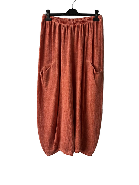 Women's Rusty Orange Baggy Trousers with Pockets