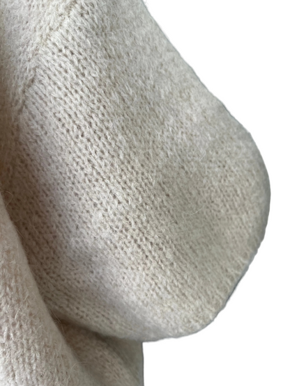 Women's Beige Cropped Short Sleeve Knit Jumper