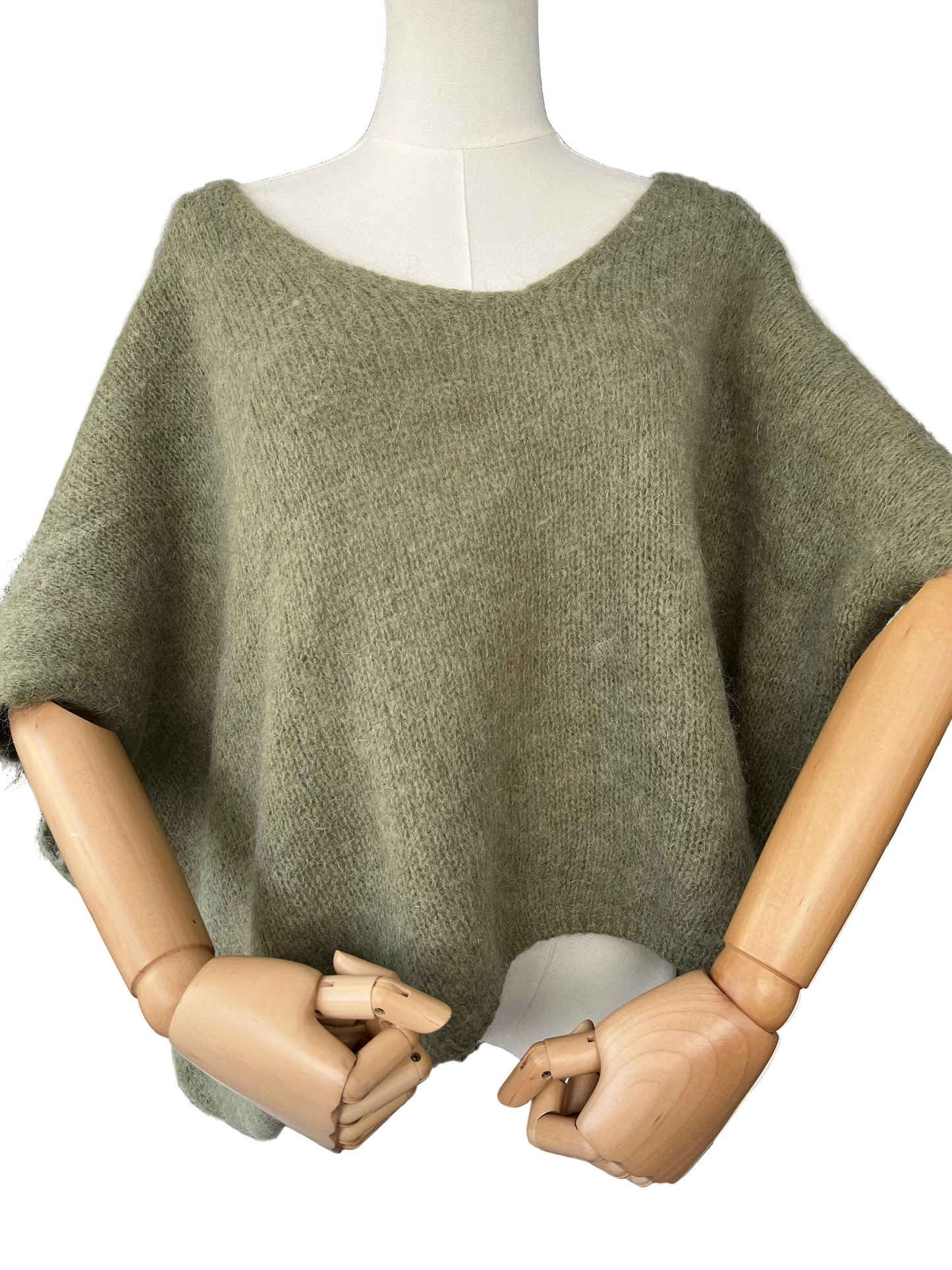 Women's Khaki Baggy Sleeveless Knit Jumper