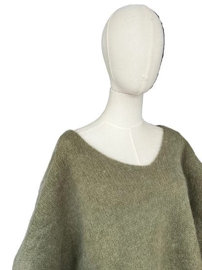 Women's Khaki Baggy Sleeveless Knit Jumper