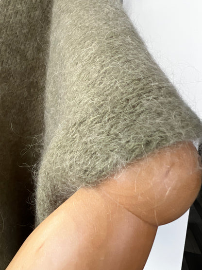 Women's Khaki Baggy Sleeveless Knit Jumper