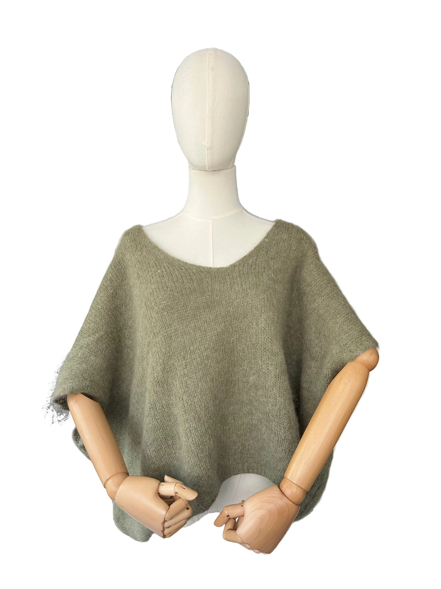 Women's Khaki Baggy Sleeveless Knit Jumper