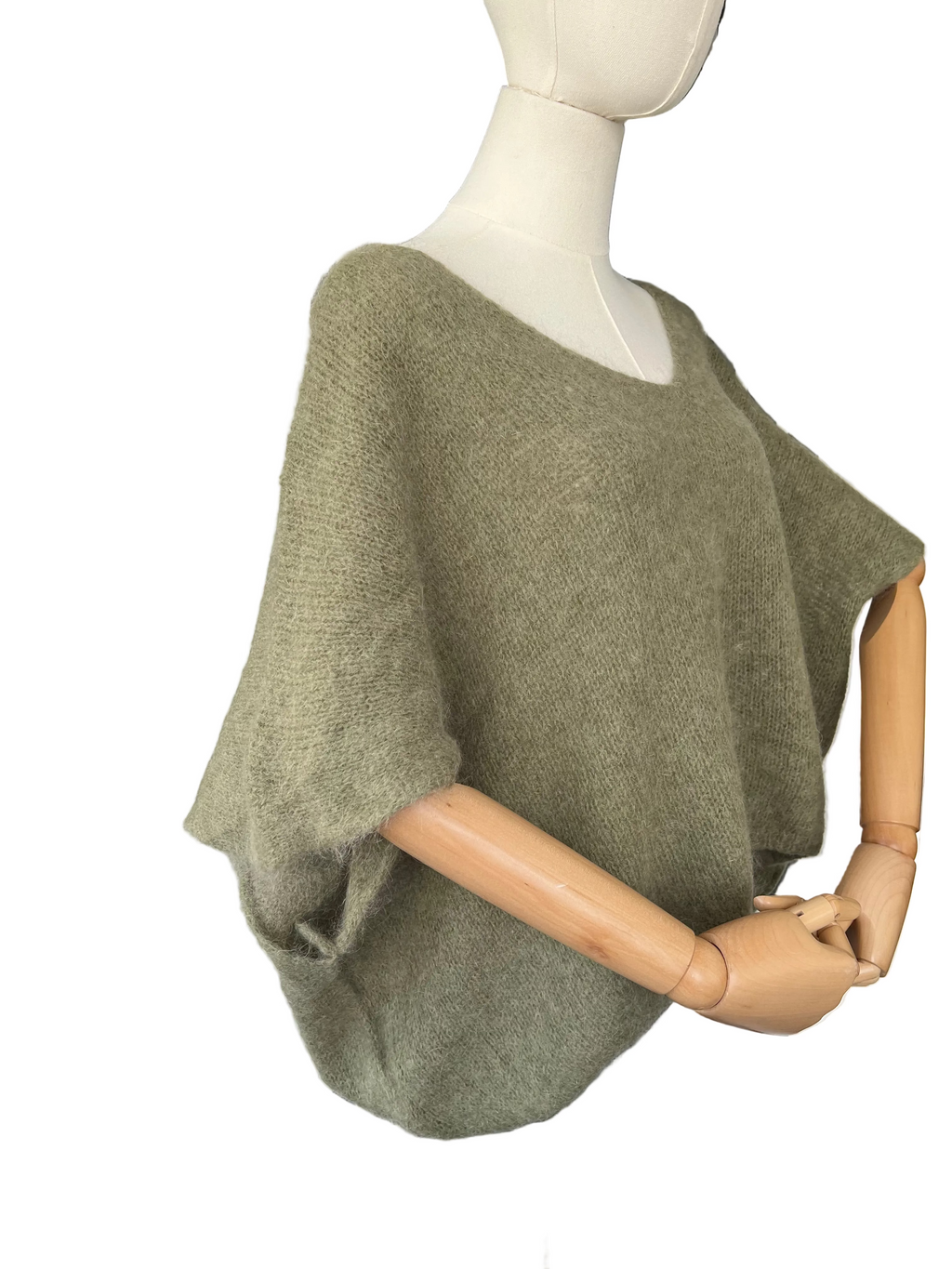 Women's Khaki Baggy Sleeveless Knit Jumper