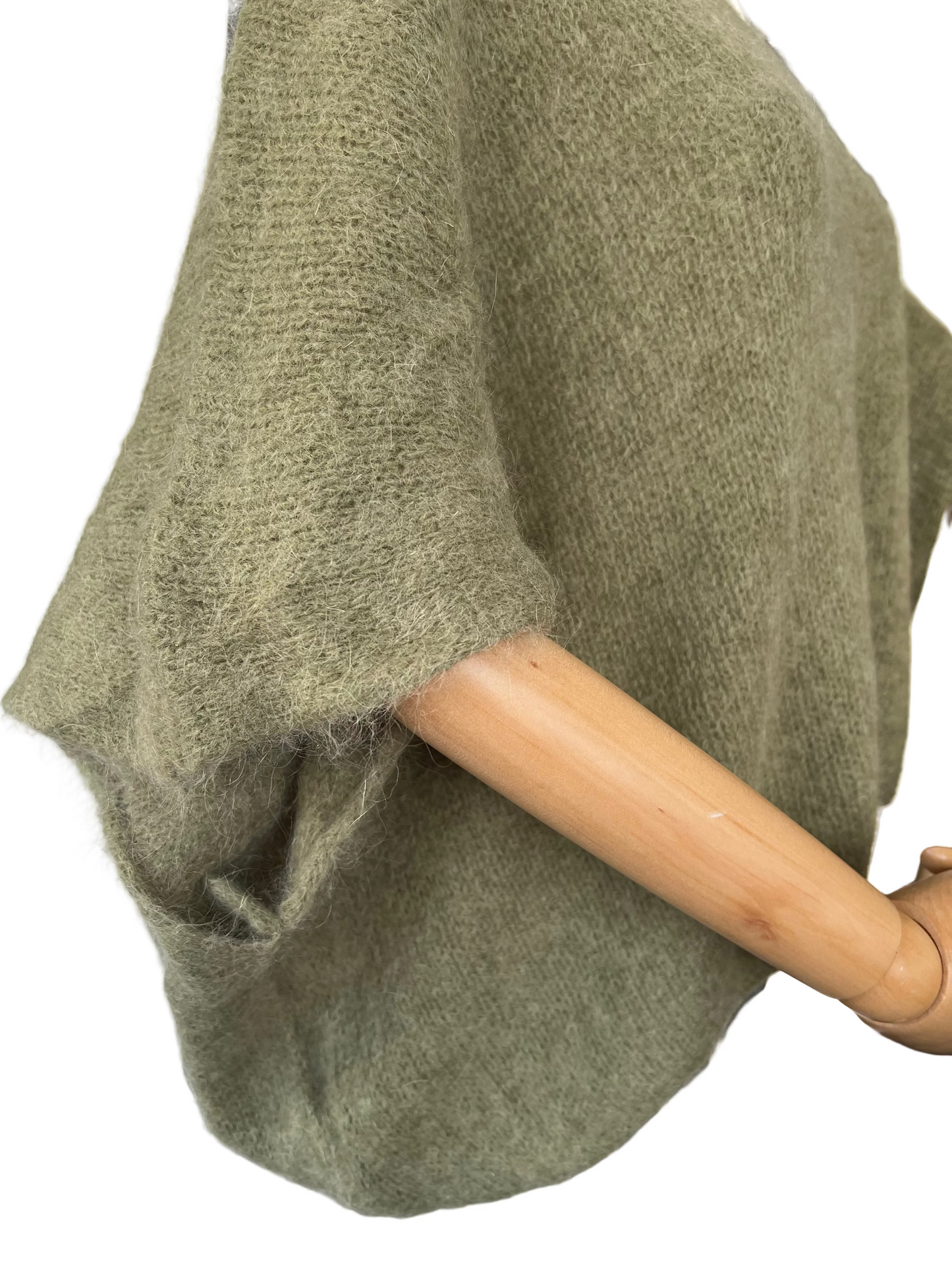 Women's Khaki Baggy Sleeveless Knit Jumper