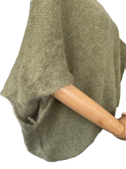 Women's Khaki Baggy Sleeveless Knit Jumper
