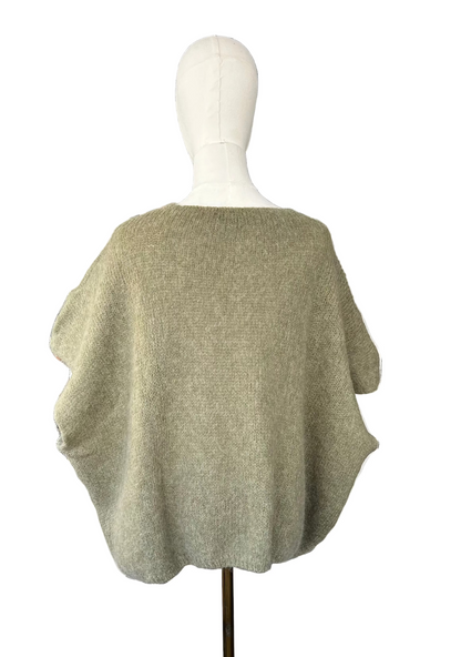 Women's Khaki Baggy Sleeveless Knit Jumper