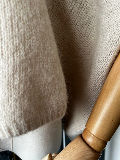 Women's Beige Cropped Short Sleeve Knit Jumper