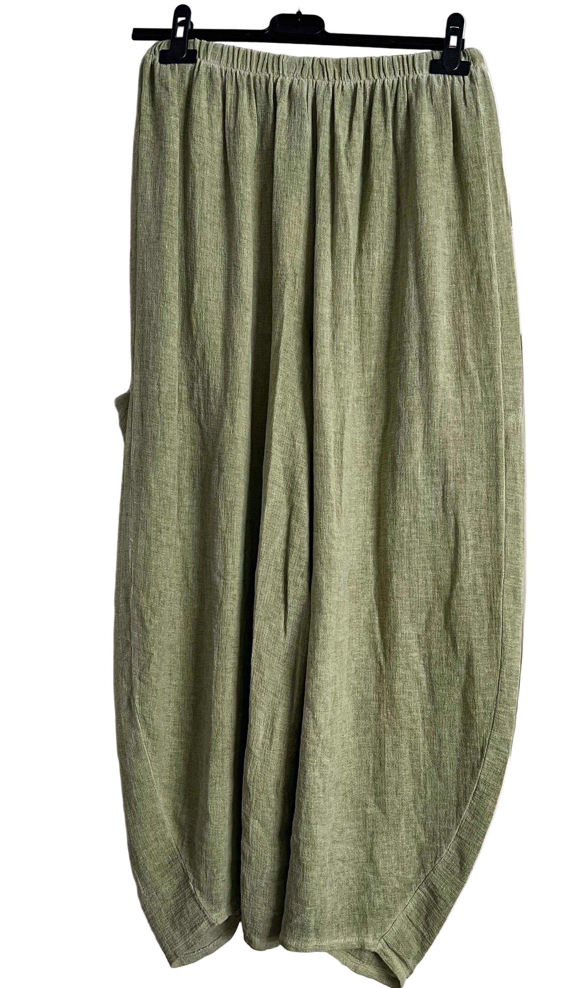 Women's Linen Teabag-Style Relaxed Trousers - light green