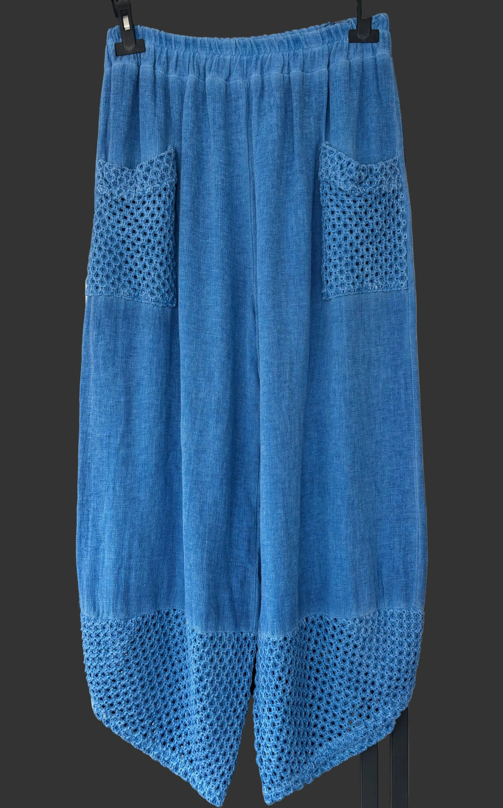 cornflower blue trousers 