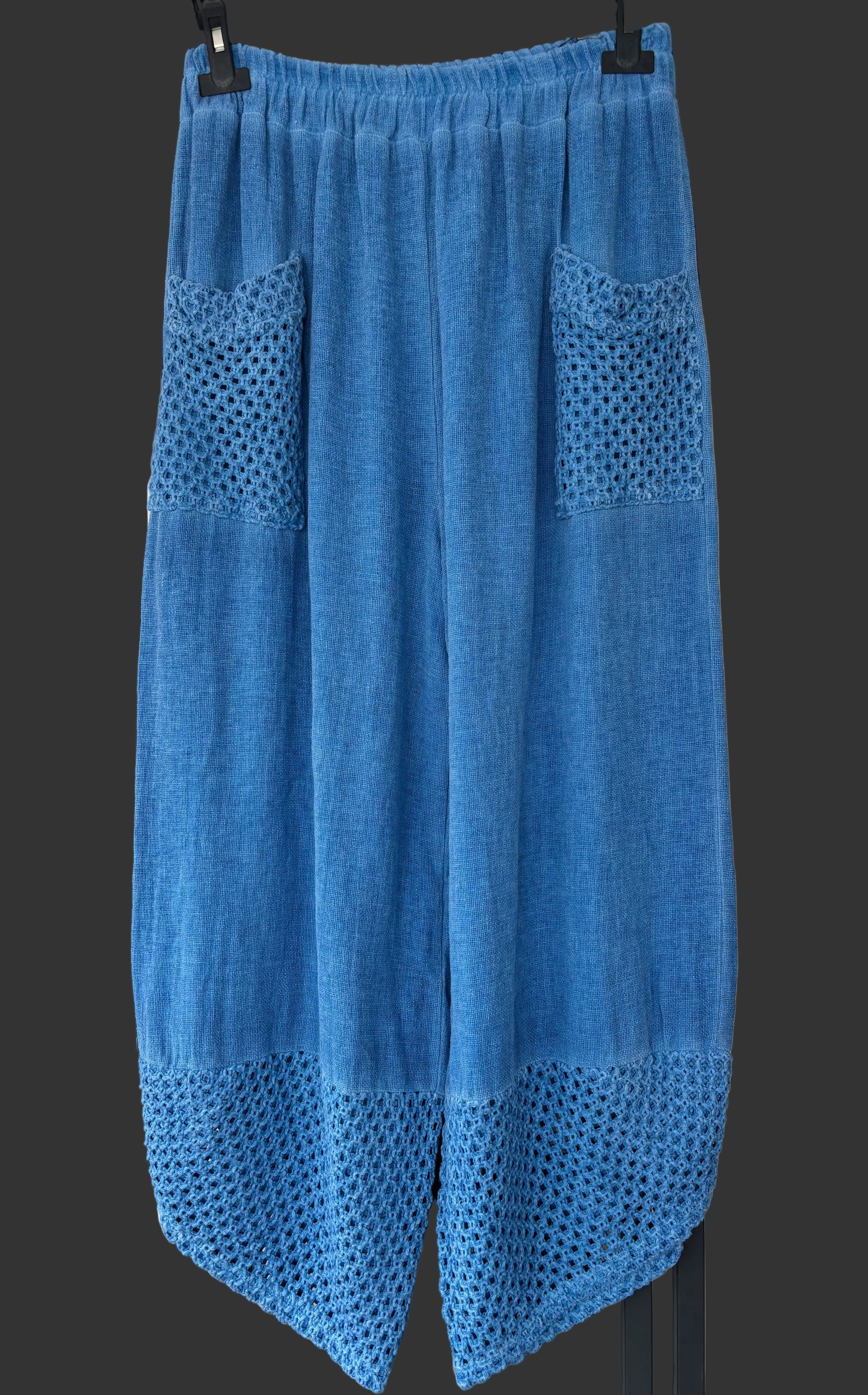 cornflower blue trousers 