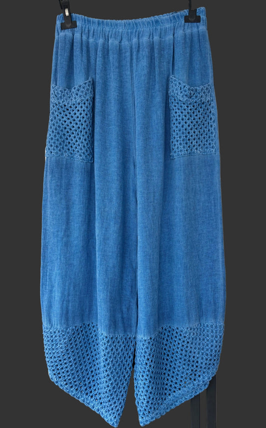 cornflower blue trousers 
