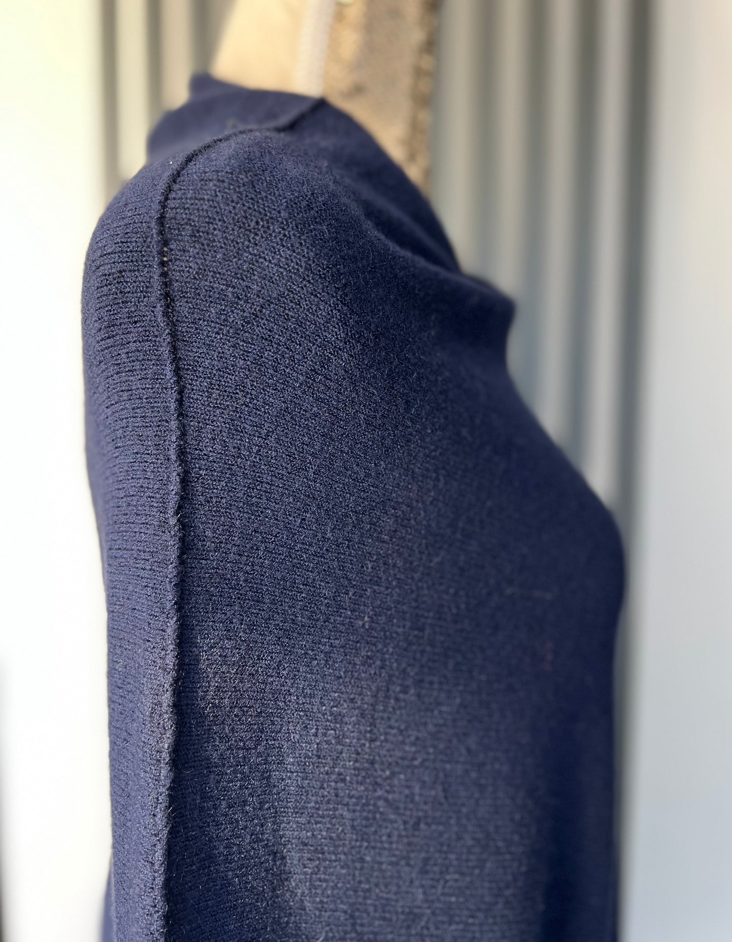 Navy asymmetrical batwing sleeve jumper