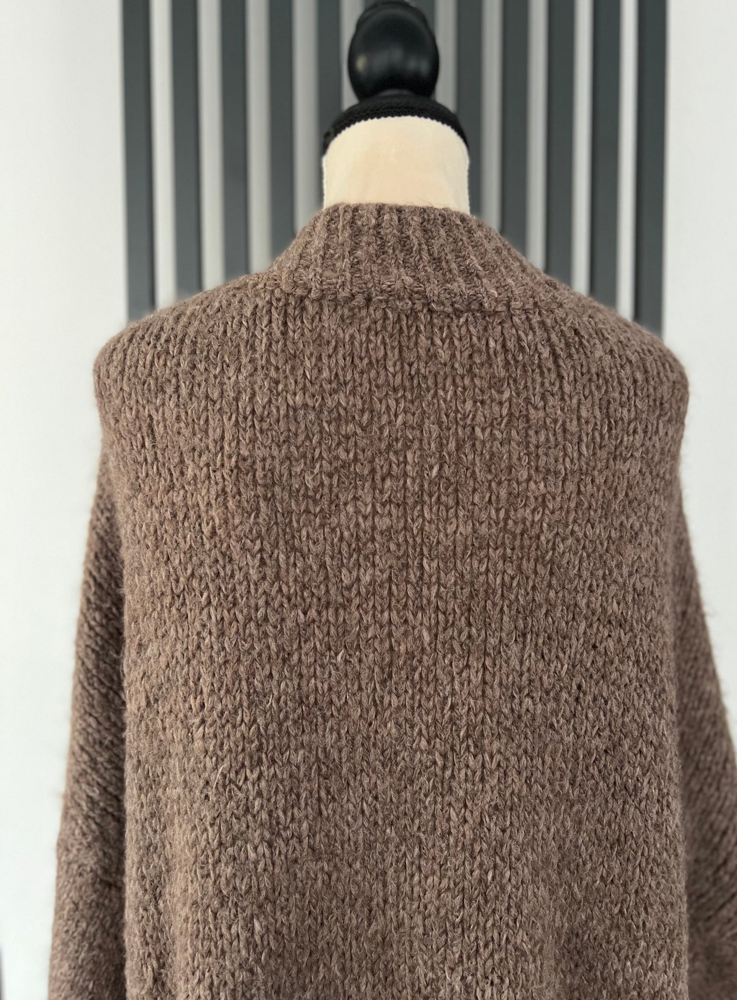 Mocha chunky knit oversized knit jumper heart detail on sleeve