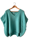 turquoise baggy v-neck jumper 