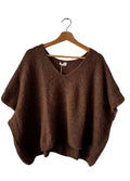 chocolate brown baggy style oversized v-neck knitted jumper 