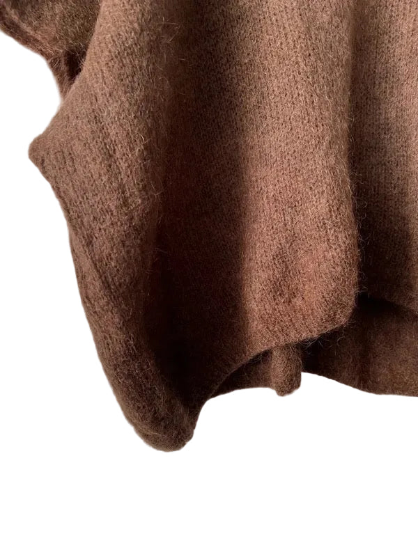 Women's Chocolate Brown Baggy Sleeveless Knit Jumper
