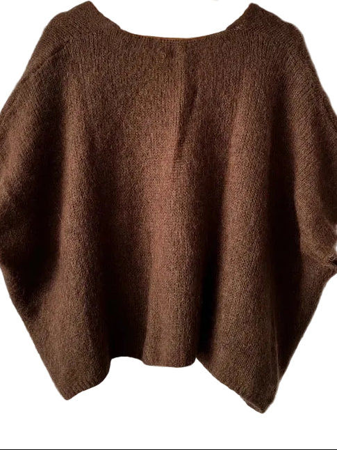 Women's Chocolate Brown Baggy Sleeveless Knit Jumper