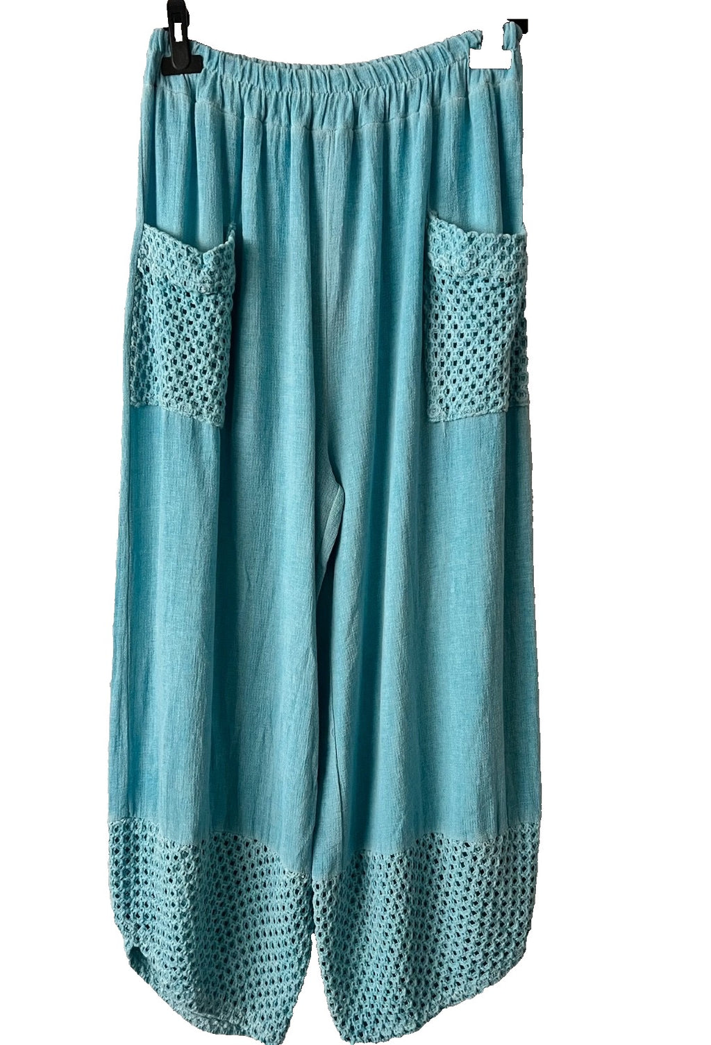 Women's turquoise trousers with pockets