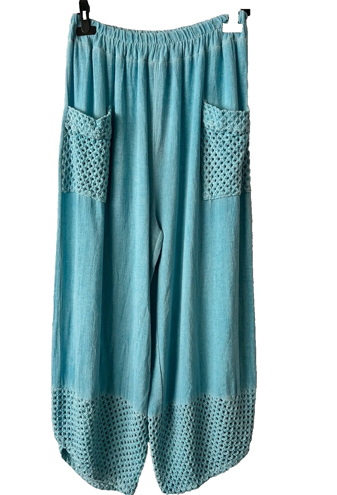 Women's turquoise trousers with pockets