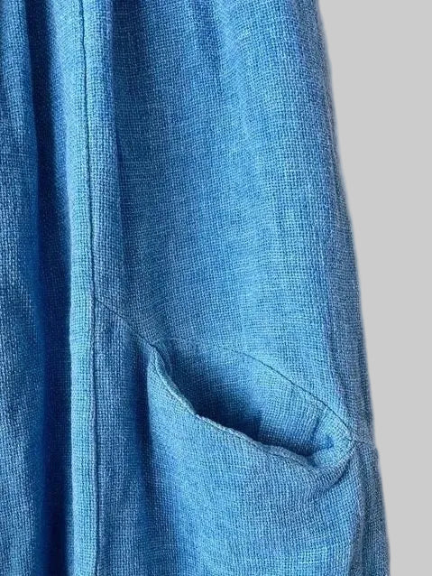 Women's Cornflower Blue Baggy Trousers with Pockets