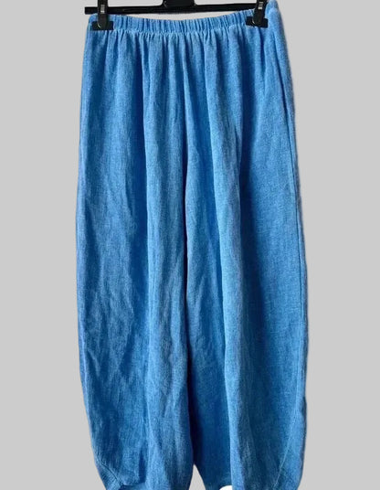 Women's Cornflower Blue Baggy Trousers with Pockets