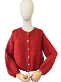 Women's Rust Mohair Blend Round-Neck Cardigan