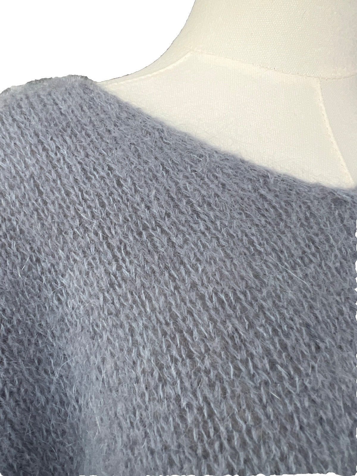 Women's Blue Grey Baggy Sleeveless Knit Jumper