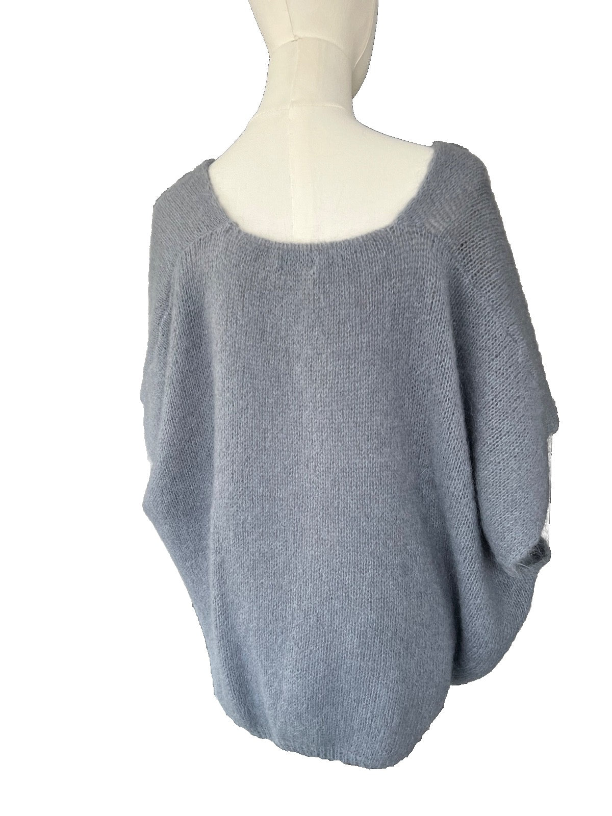 Women's Blue Grey Baggy Sleeveless Knit Jumper