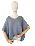 Women's Blue Grey Baggy Sleeveless Knit Jumper