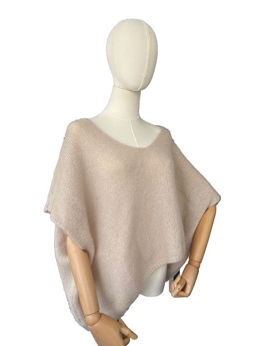 Women's Beige Baggy Sleeveless Knit Jumper
