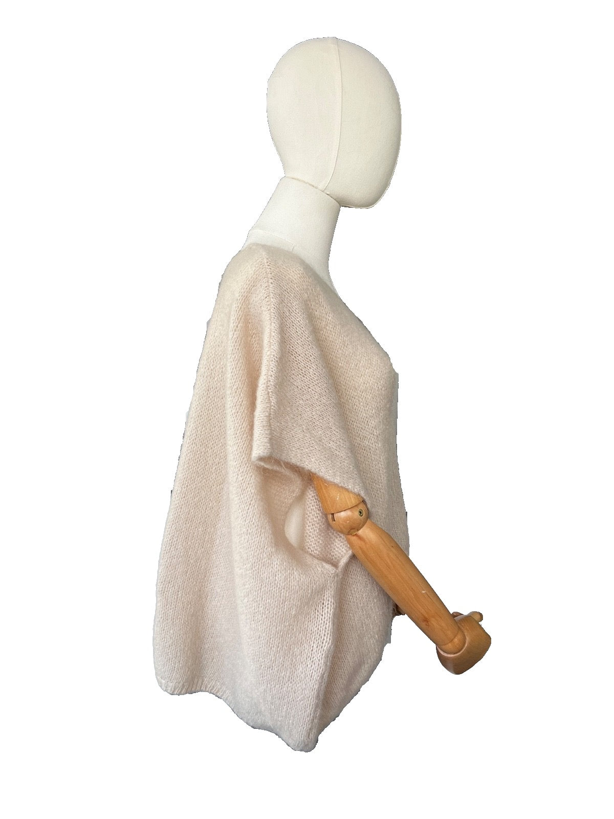 Women's Beige Baggy Sleeveless Knit Jumper