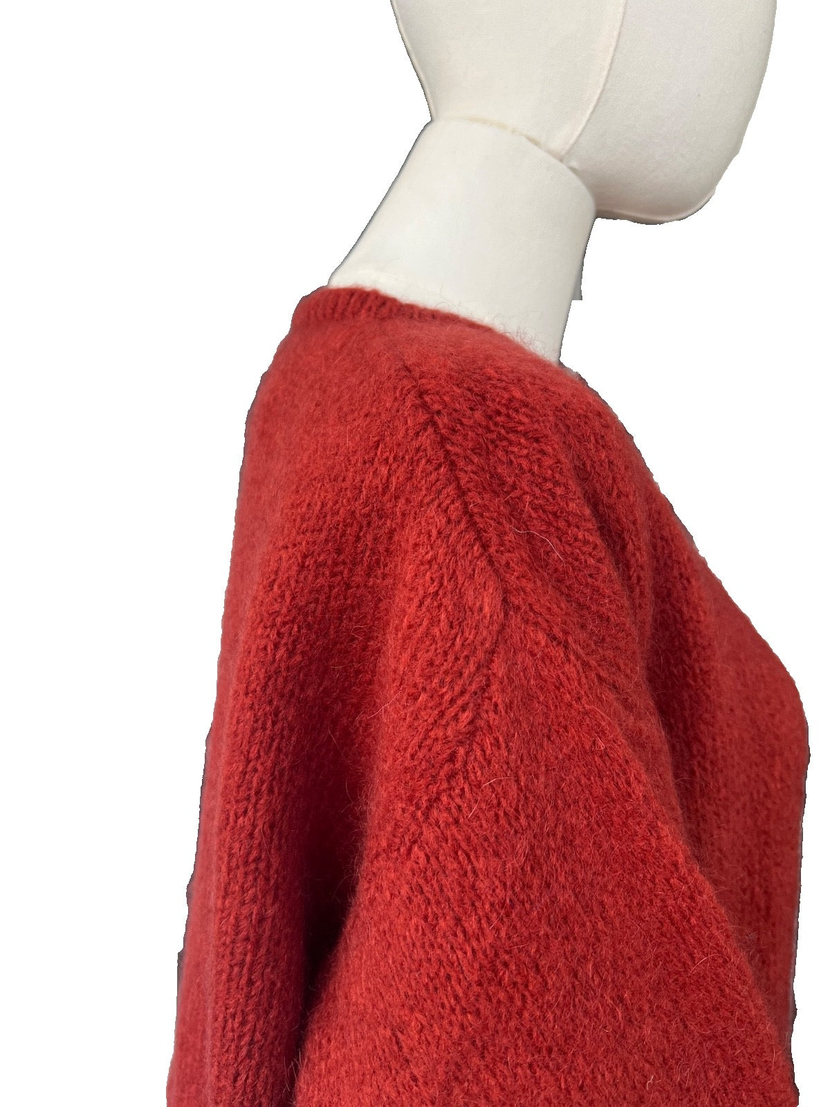 Women's Rust Mohair Blend Round-Neck Cardigan