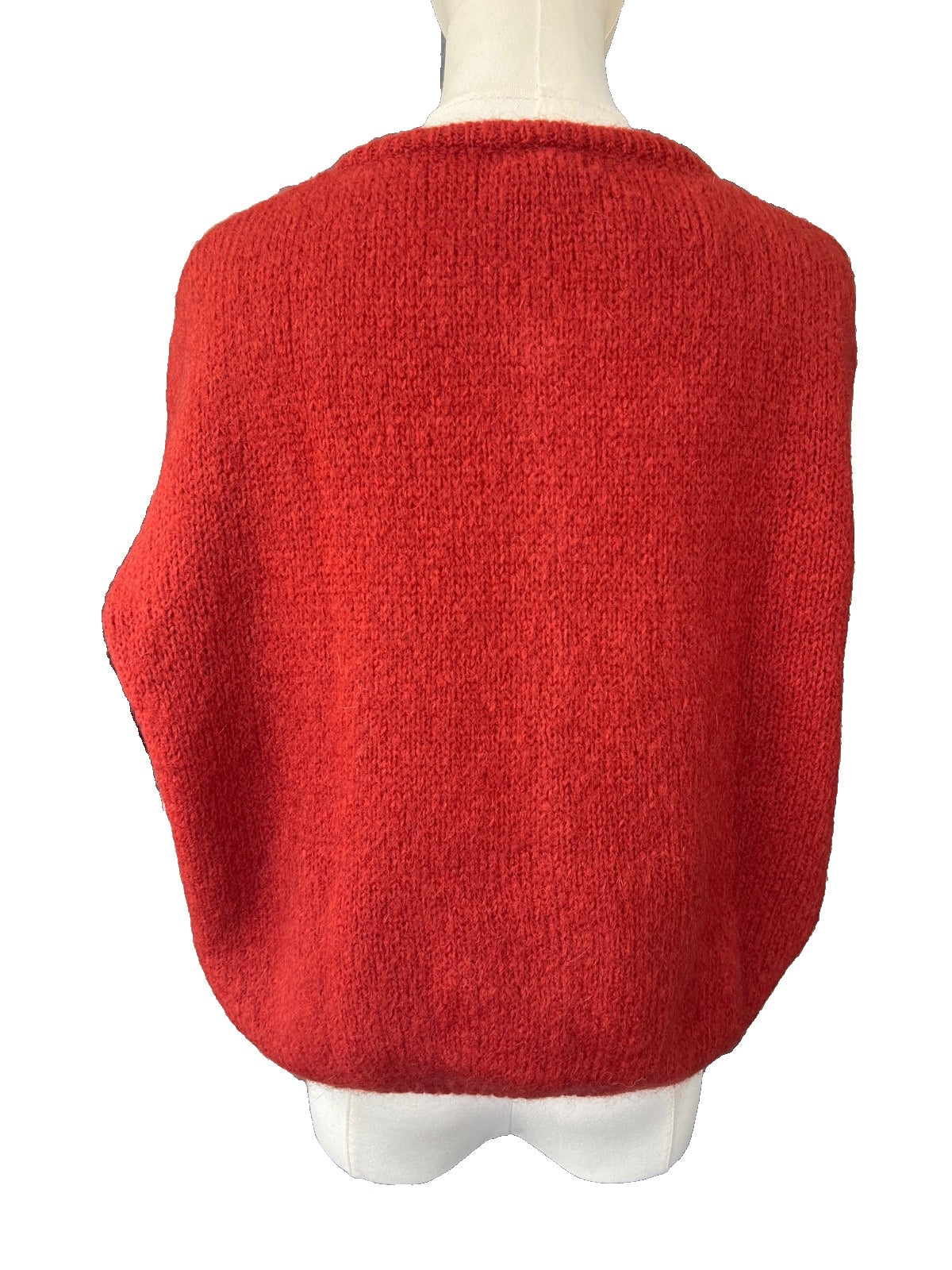 Women's Rust Mohair Blend Round-Neck Cardigan