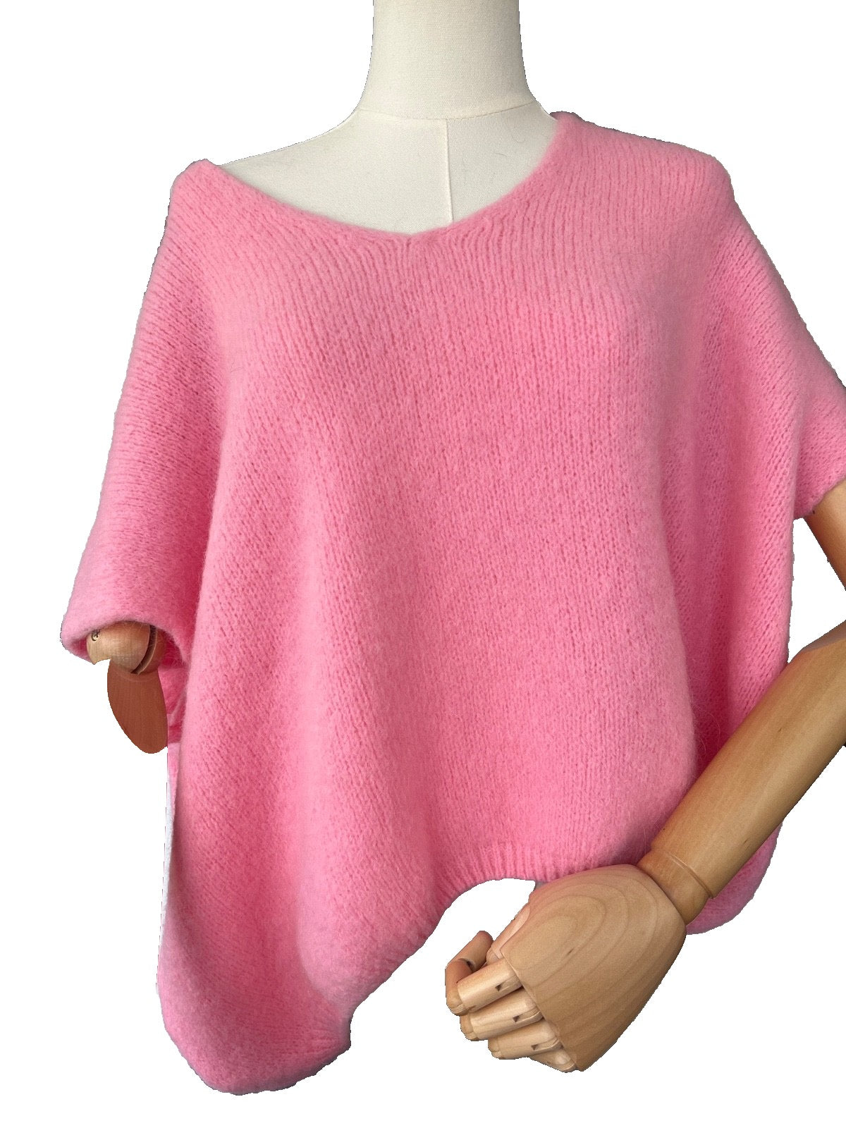 Women's Candy Pink Baggy Sleeveless Knit Jumper