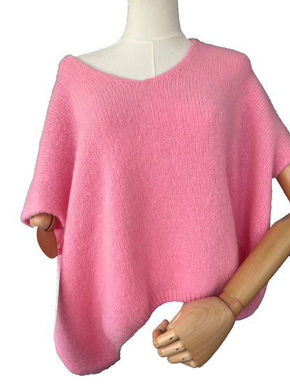 Women's Candy Pink Baggy Sleeveless Knit Jumper