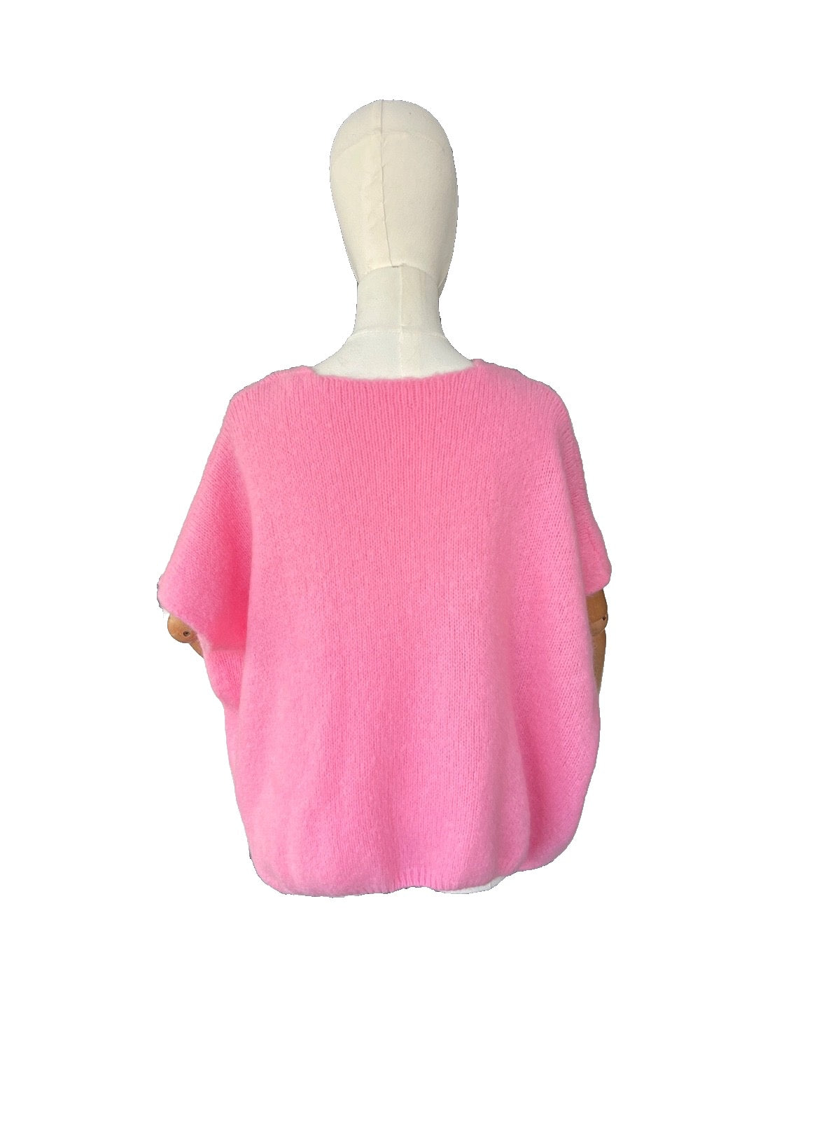 Women's Candy Pink Baggy Sleeveless Knit Jumper