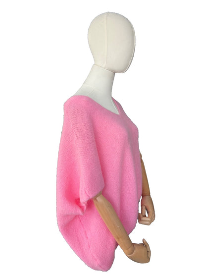 Women's Candy Pink Baggy Sleeveless Knit Jumper