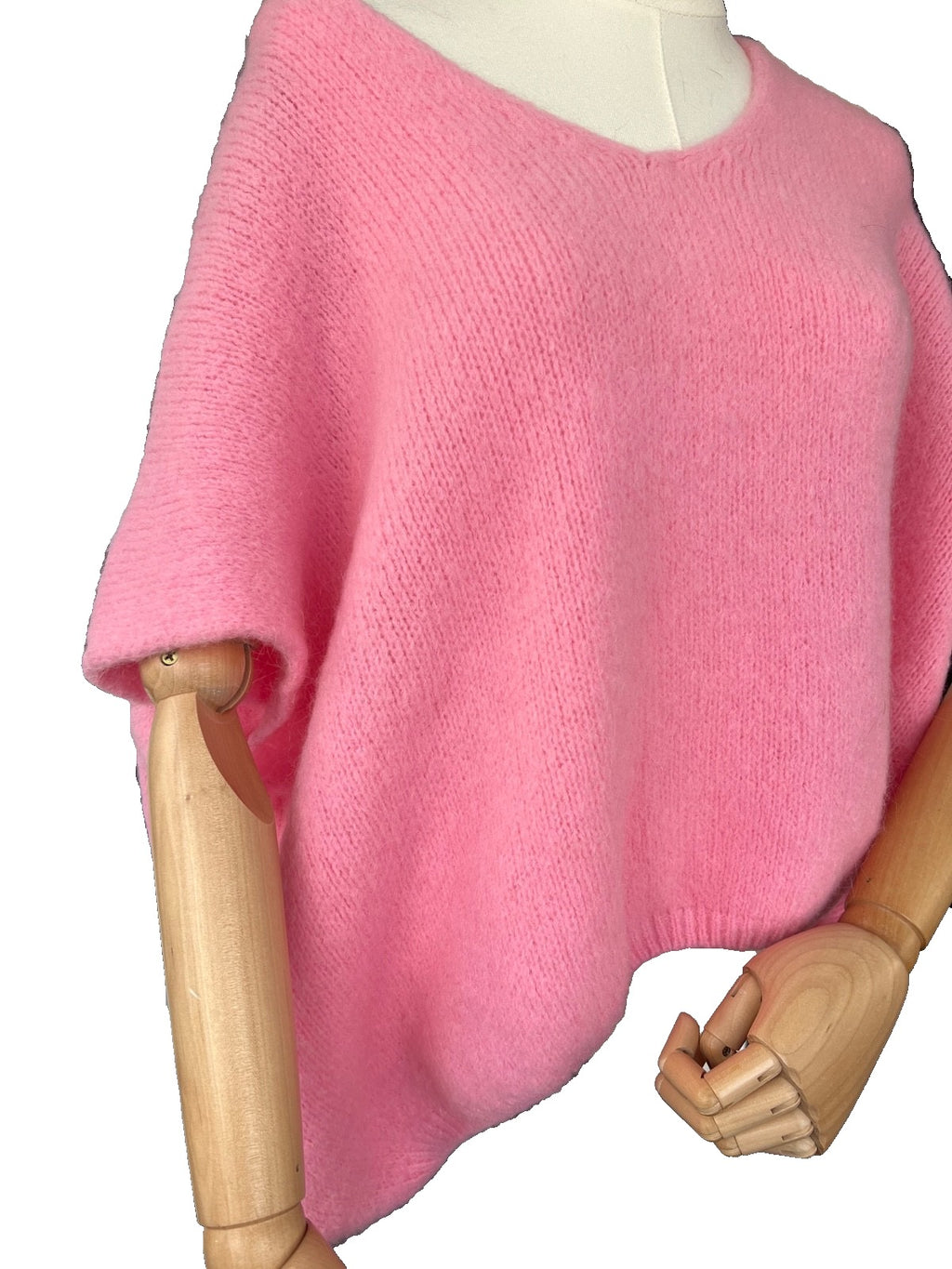 Women's Candy Pink Baggy Sleeveless Knit Jumper