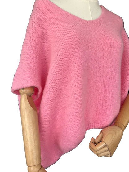 Women's Candy Pink Baggy Sleeveless Knit Jumper
