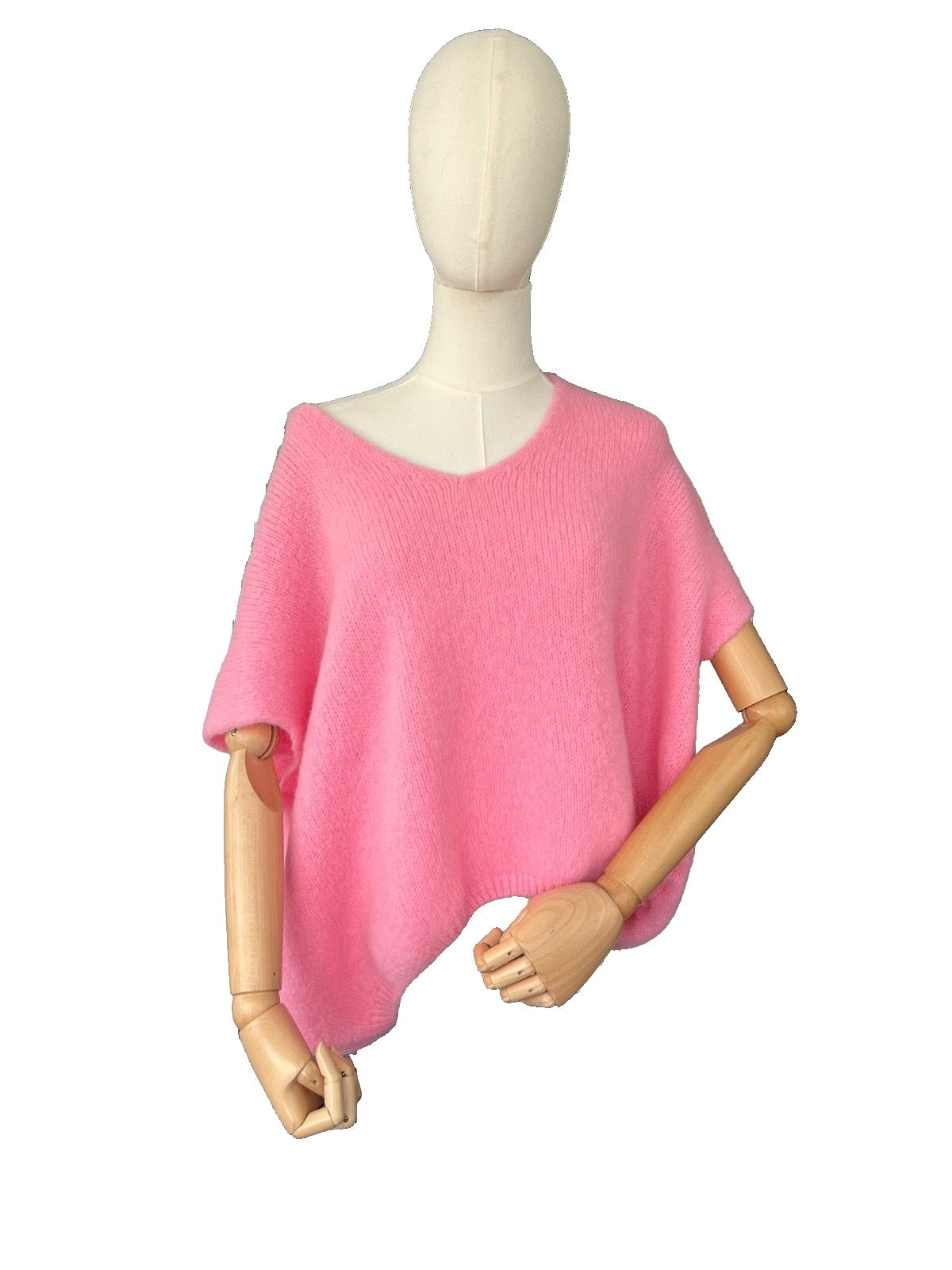 Women's Candy Pink Baggy Sleeveless Knit Jumper